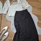 Шикарна спідничка Міді, плащівка, з кишенями + топ ❤️