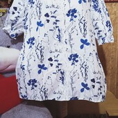 ❤️Брендовая натуральная белоснежная с ярким принтом туника новая❤️Турция.Пог.150.Поб.156см.