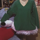 ❤️Брендовый натуральный зелёный со стразами теплый свитер новый❤️Турция.Пог.128-200см.