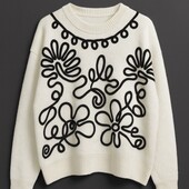 Плотный свитер, джемпер с вышивкой, bluoltre, италия р. tu, наш 44-54