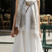 Бежевий Париж! Гарний шарф палантин, віскоза, 170х85 см