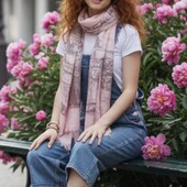 Рожевий Париж! Гарний шарф палантин, віскоза, 170х70 см