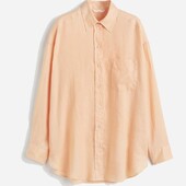 Льон 100% H&M персикова сорочка оверсайз