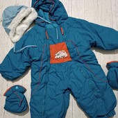 зимний комбинезон на мальчика с шапочкой, р.68-80