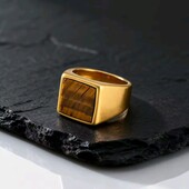 Перстень, печатка, квадрат, тигрове око, медзолото. розмір 20
