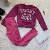 Комплект для дівчинки світшот+лосіни у рожевому кольорі