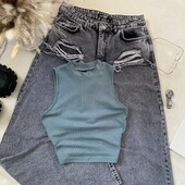 Кофтинка/топ у рубчик у кольорі темна мʼята