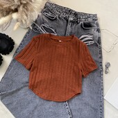 Футболка/джемпер в рубчик у кольорі цегла