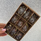 332. упаковка з набором з 9 скляних підвісок у формі яєць для великоднього декору.