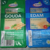 Сир нарізка слайсами Mlekpol Gouda+Edam 2*250 г (Польща)