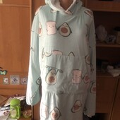 Меховушка, плюшева туника, довга, кофта, худи, 2-3xl. ohs. слип, пижама. в ідеалі