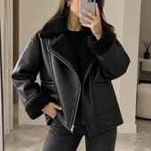 Стильна тепла дублянка zara — авіатор