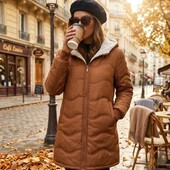 Стёганая демисезонная удлинённая куртка, пальто, р. XL, наш 46-50