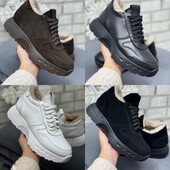 36-41 рр зимові кросівки, кеди натуральна шкіра/замша чорний, білий, шоколад