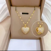 Трендова підвіска-серце: секретний кулон з перлинкою всередині (медсталь)