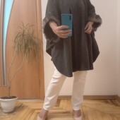 Тепле красиве пончо, накидка з хутром