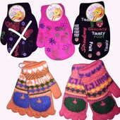 Красивые очень тёплые варежки, 5-8 лет
